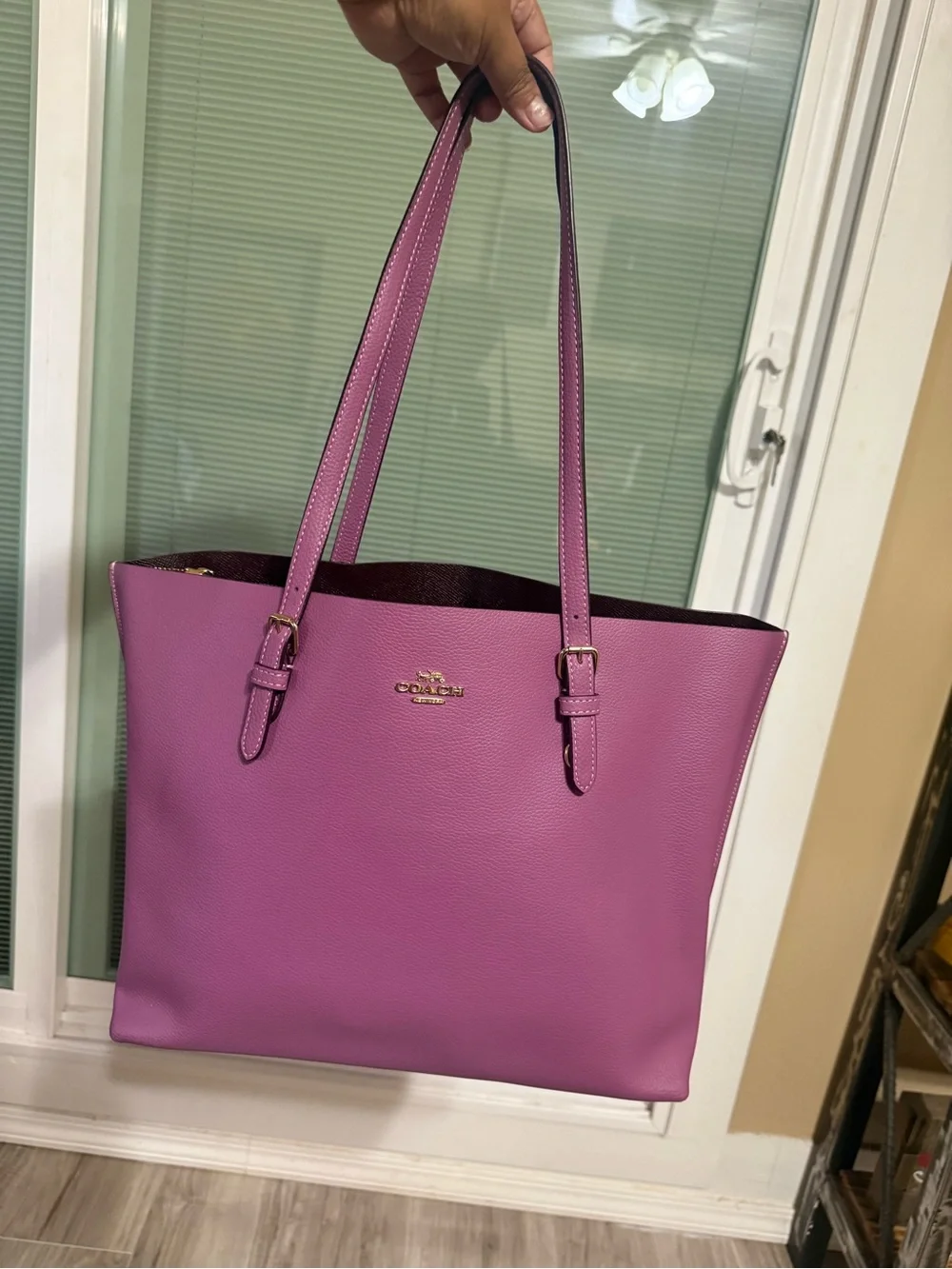 Coach Pebbled Leather Tote Bag in Pink